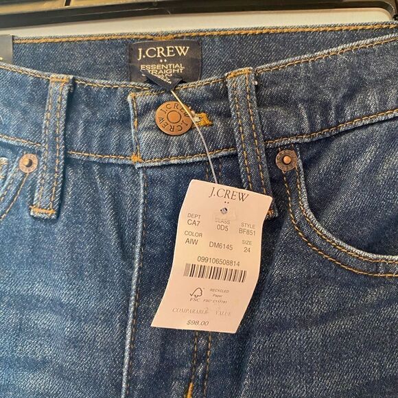 NWT J. CREW Essential Straight Jean Denim Jeans Women’s Size 24 - Picture 6 of 11